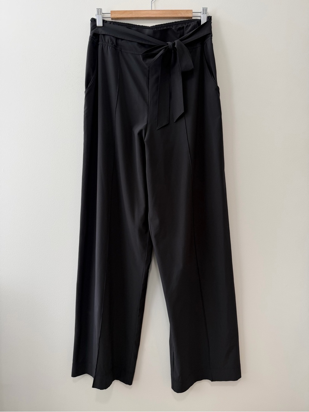 Lululemon Noir Pant Black Swift High-Rise Wide-Leg Trouser w/Tie Belt Sz 10 - Picture 3 of 16